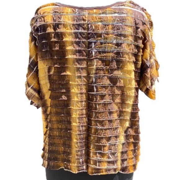 Brown and Tan blouse by NY Collection - Picture 2 of 3